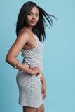 Square Cutaway Ribbed Knit Mini Dress