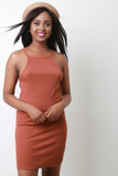 Square Cutaway Ribbed Knit Mini Dress