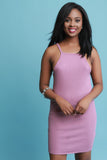 Square Cutaway Ribbed Knit Mini Dress
