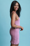 Square Cutaway Ribbed Knit Mini Dress