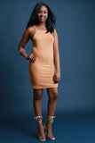 Square Cutaway Ribbed Knit Mini Dress