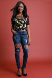 Floral Embroidery Mesh Cami Underlay Crop Top