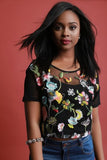 Floral Embroidery Mesh Cami Underlay Crop Top