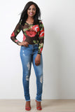 Floral Sheer Mesh Long Sleeve Bodysuit