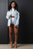 Cold Shoulder Distress Denim Jean Jacket