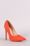 Suede Back Lattice Pointy Toe Pump