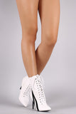 Wild Diva Lounge Contrast Suede Trim Lace Up Stiletto Sneaker Booties