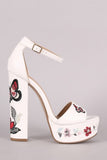Delicious Butterfly And Flower Chunky Platform Heel