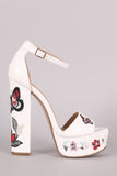 Delicious Butterfly And Flower Chunky Platform Heel