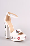 Delicious Butterfly And Flower Chunky Platform Heel