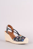 City Classified Floral Borcade Espadrille Platform Wedge