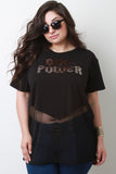 Girl Power Contrast Mesh Short Sleeve Top