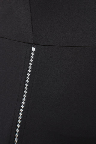 Sleeveless Mesh Yoke Zippered Front Midi Dress