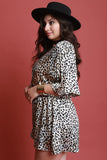 Leopard Print Satin Plunging V-Neck Romper