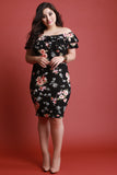 Off The Shoulder Floral Print Tiered Ruffle Midi Dress