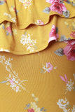 Off The Shoulder Floral Print Tiered Ruffle Midi Dress