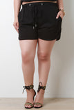Soft Knit High Rise Drawstring Pocket Shorts