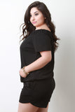 Off The Shoulder Drawstring Front Pouch Top