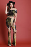 Short Sleeve Bardot Tie-Dye Crop Top