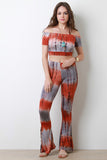 Short Sleeve Bardot Tie-Dye Crop Top