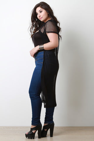 Mesh Cropped Front Cutout Maxi Top