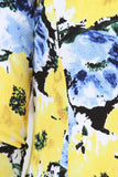Textured Knit Splattered Floral Print Fitted Blazer
