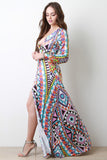 Geometric Print High Thigh Slit Maxi Dress