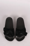 Velvet Bow Accent Slide Sandal