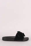 Velvet Bow Accent Slide Sandal