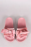 Velvet Bow Accent Slide Sandal