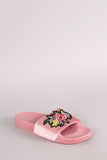 Velvet Embroidered Floral Slide Sandal