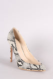 Snakeskin Pointy Toe Lucite Inset Stiletto Pump