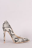 Snakeskin Pointy Toe Lucite Inset Stiletto Pump