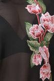 Sleeveless Floral Applique Mesh Cover Up Dress