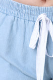 Chambray Fringe Drawstring Shorts