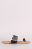 Qupid Rhinestone Accent Toe Ring Flat Sandal