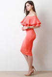 Off The Shoulder Tiered Ruffle Midi Dress