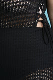 Keyhole Mock Choker Mesh Midi Dress