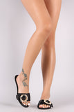 Satin Faux Pearls And Rhinestones Slip On Flat Sandal