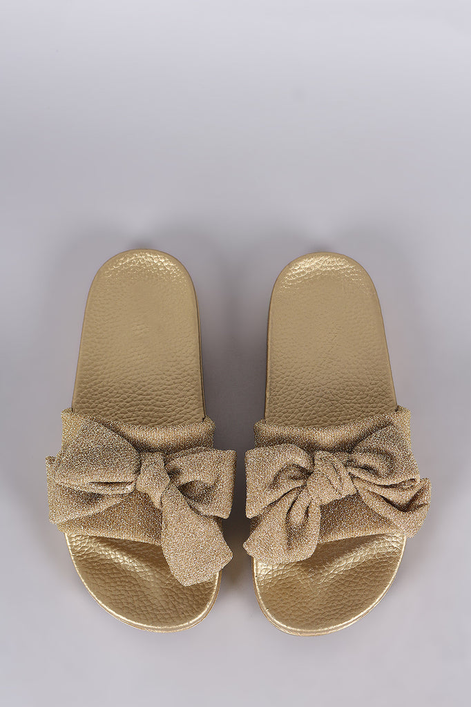 Glitter Oversized Bow Slide Sandal