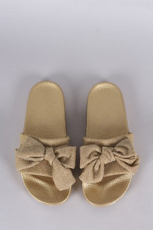 Glitter Oversized Bow Slide Sandal