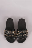 Satin Chain Links Slide Sandal