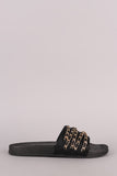 Satin Chain Links Slide Sandal