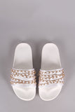 Satin Chain Links Slide Sandal