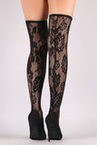 Liliana Floral Lace Pointy Toe Stiletto Over-The-Knee Boots