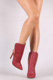 Liliana Snake Pointy Toe Zipper Edge Open Back Boots