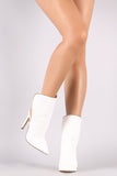 Liliana Snake Pointy Toe Zipper Edge Open Back Boots