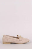 Qupid Horsebit Ornament Suede Slip On Loafer Flat