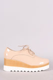 Patent Lug Sole Lace Up Oxford Platform Wedge
