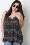 Tribal Embroidered V-Neck Sleeveless Top